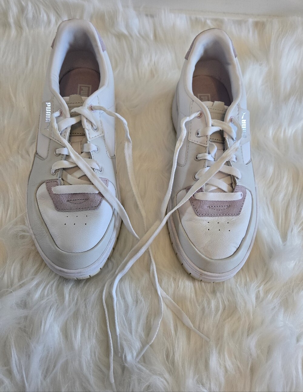 Puma CA Pro Lux White Pink Leather Sneakers Women's 9.5 Casual Shoes